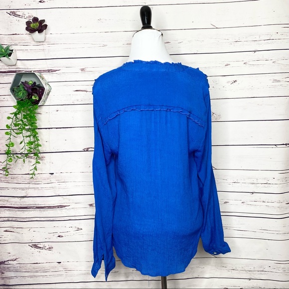 Zac & Rachel Blue Lightweight Button Up Shirt Size Large - Picture 10 of 10